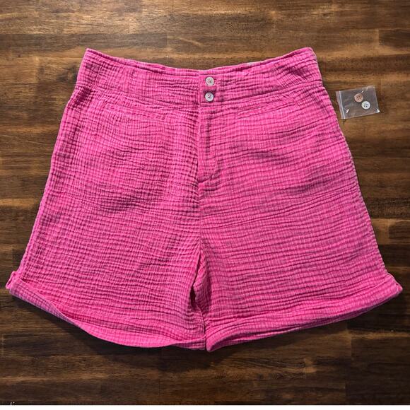 Soft Surroundings Women’s Large Shorts 5.5" Inseam Cotton Gauze Cuffed High Rise - Picture 2 of 12